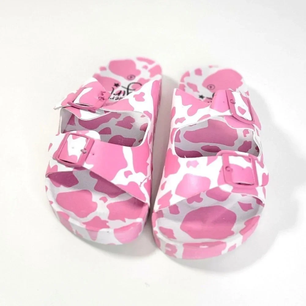 Girls' Olivia Miller Little Kid & Big Kid Moo Pink Footbed Sandals Size 4